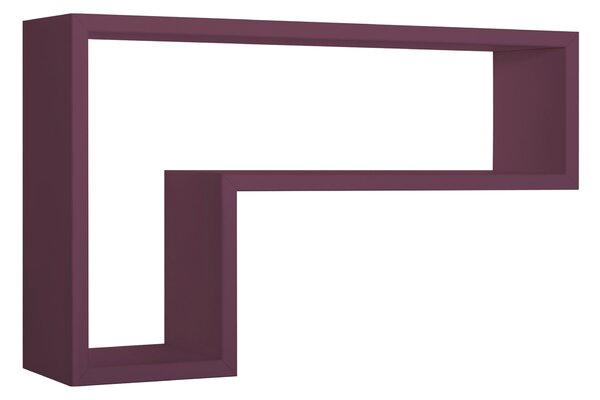 Mensola da Parete a Forma di L 61x37x15,5 cm in Fibra di Legno Lettera Viola Melanzana