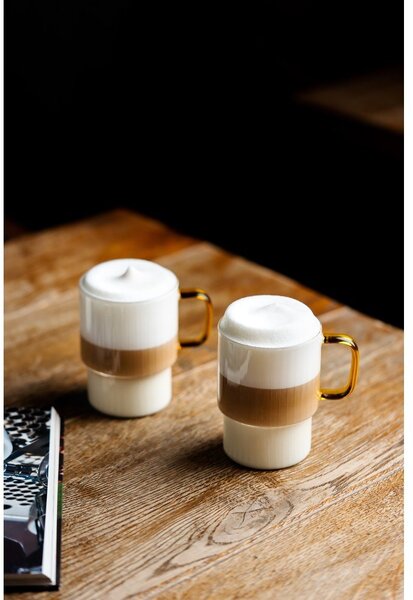 Tazze in set per cappuccino gialle in vetro 2 pz 350 ml Livio – Vialli Design