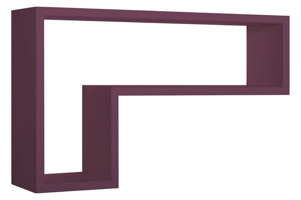 Mensola da Parete a Forma di L 61x37x15,5 cm in Fibra di Legno Lettera Viola Melanzana