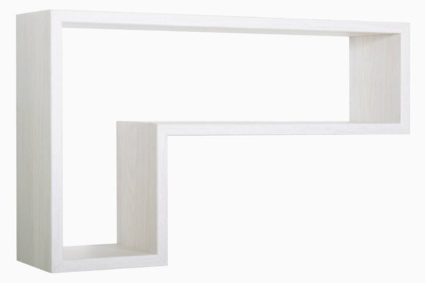 Mensola da Parete a Forma di L 61x37x15,5 cm in Fibra di Legno Lettera Rovere Sbiancato