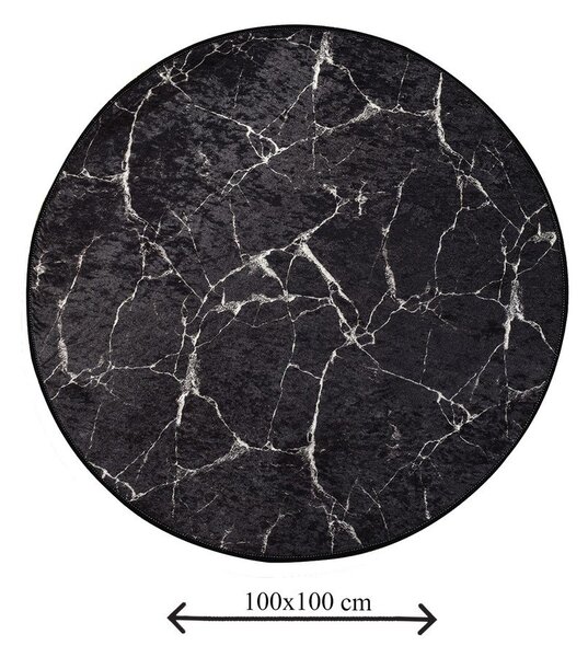 Tappetino per il bagno nero ø 100 cm Marble – Foutastic