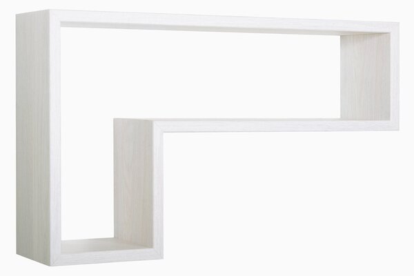 Mensola da Parete a Forma di L 61x37x15,5 cm in Fibra di Legno Lettera Rovere Sbiancato