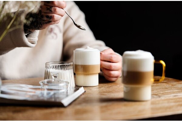 Tazze in set per cappuccino gialle in vetro 2 pz 350 ml Livio – Vialli Design