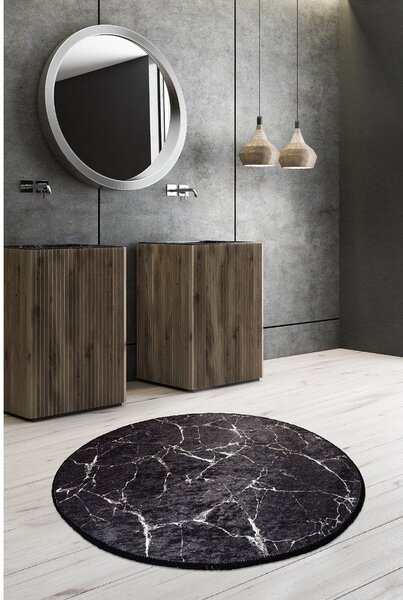 Tappetino per il bagno nero ø 100 cm Marble – Foutastic