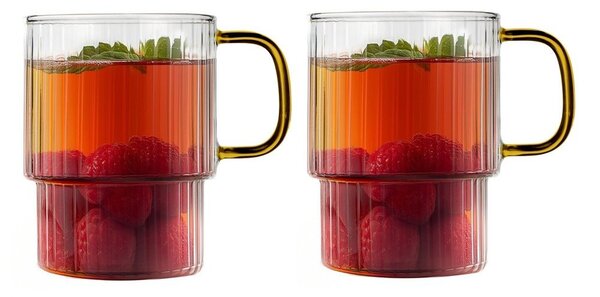 Tazze in set per cappuccino gialle in vetro 2 pz 350 ml Livio – Vialli Design