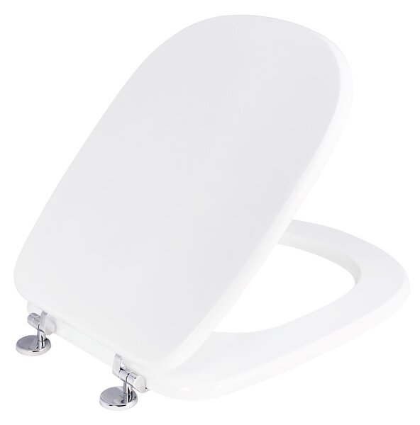 Copriwater Universale 35,5x43,3 cm in MDF Cerniere in Metallo Cromato Tesi Bianco Lucido