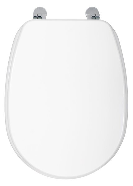 Copriwater Universale 35,8x46 cm in MDF Cerniere in Metallo Cromato Liuto Bianco Lucido