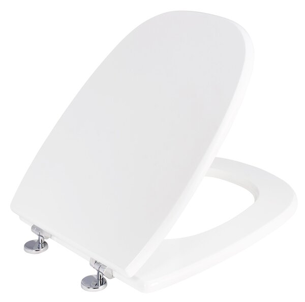 Copriwater Universale 35,5x44,3 cm in MDF Cerniere in Metallo Cromato Square Bianco Lucido