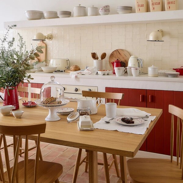 Piatto da dolce rosso/bianco in gres ø 21 cm Vila – Costa Nova