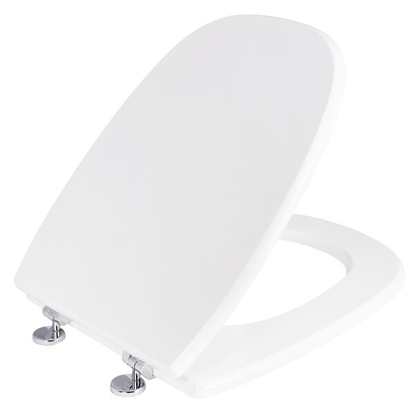 Copriwater Universale 35,5x44,3 cm in MDF Cerniere in Metallo Cromato Square Bianco Lucido