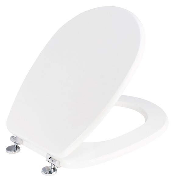 Copriwater Universale 35,8x46 cm in MDF Cerniere in Metallo Cromato Liuto Bianco Lucido