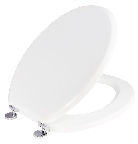 Copriwater Universale 37x43,5 cm in MDF Cerniere in Metallo Cromato Bianco Lucido