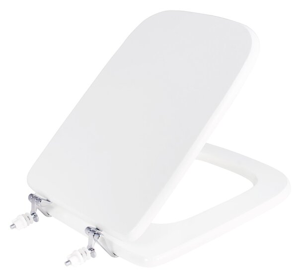 Copriwater Universale 34,2x42,6 cm in MDF Cerniere in Metallo Cromato Conca Bianco Lucido