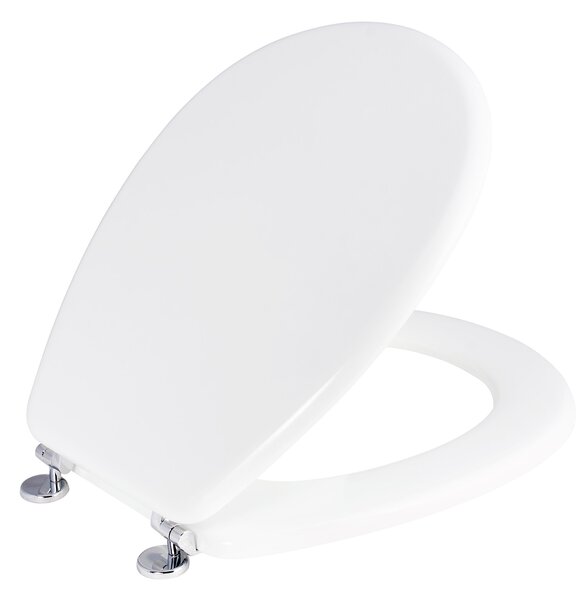 Copriwater Universale 37x43,6 cm in MDF Cerniere in Metallo Cromato Piemonte Bianco Lucido