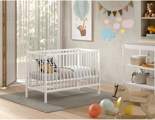 Lettino in legno di pino bianco 60x120 cm DINO - Vipack