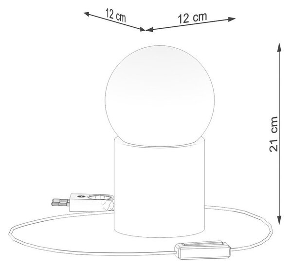 Lampada da tavolo bianca/di colore naturale con paralume in vetro (altezza totale 21 cm) Surtur – Sollux