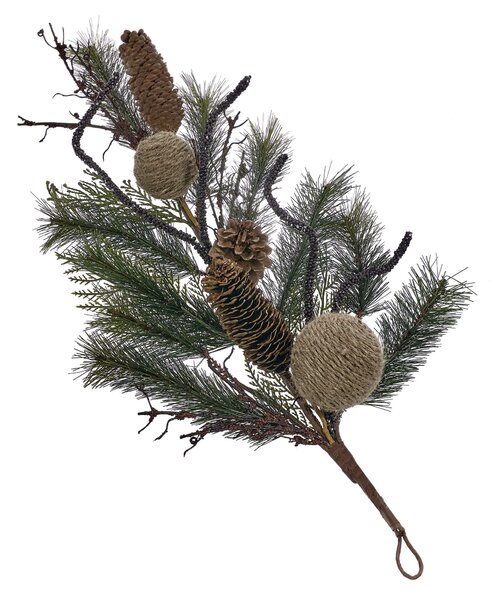 Fuoriporta Natalizia 60 cm con Pigne e Sfere di Lana Beige