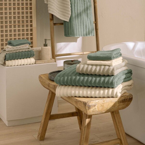 Asciugamano tipo terry beige in cotone 30x50 cm Maya – douceur d'intérieur