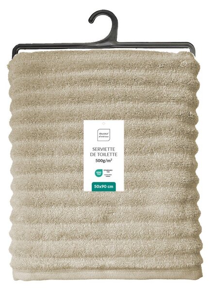 Asciugamano tipo terry beige in cotone 50x90 cm Maya – douceur d'intérieur