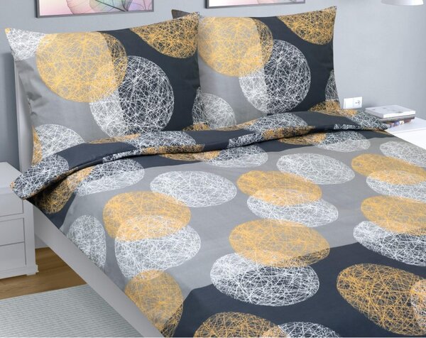 Set di lenzuola in cotone - 1 set 200x200, 70x90 - arancione, grigio