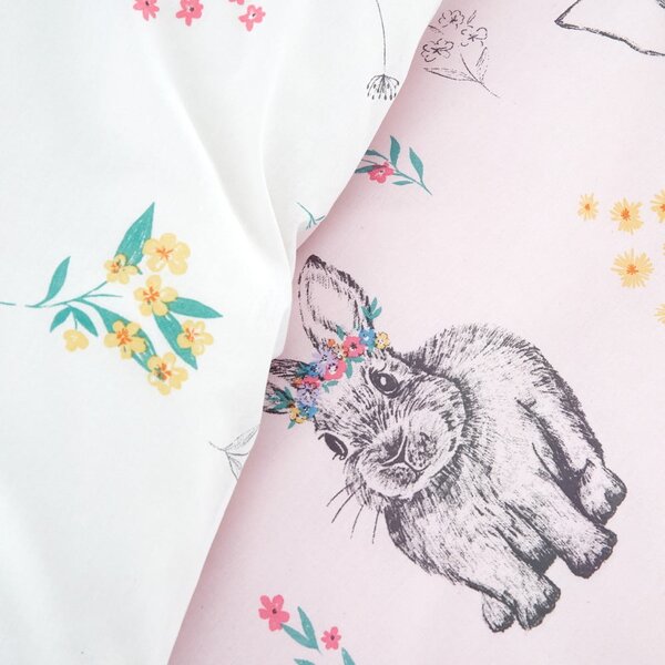 Set copripiumino e federa da bambini rosa per culla 120x150 cm Bunny Tails Ditsy Flowers – Catherine Lansfield