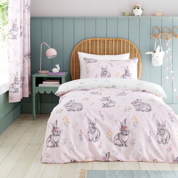Set copripiumino e federa da bambini rosa per culla 120x150 cm Bunny Tails Ditsy Flowers – Catherine Lansfield