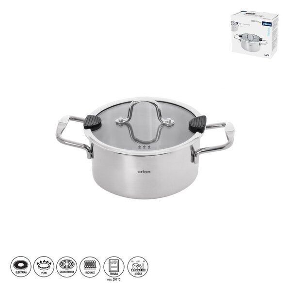 Casseruola in acciaio inox con coperchio incluso 1,2 l Venice – Orion