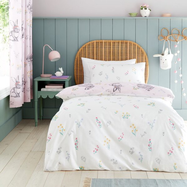 Set copripiumino e federa da bambini rosa per culla 120x150 cm Bunny Tails Ditsy Flowers – Catherine Lansfield