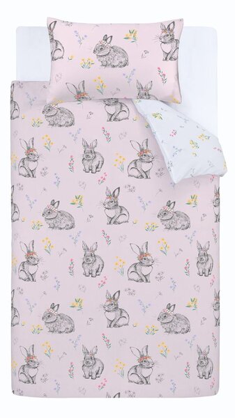 Set copripiumino e federa da bambini rosa per culla 120x150 cm Bunny Tails Ditsy Flowers – Catherine Lansfield