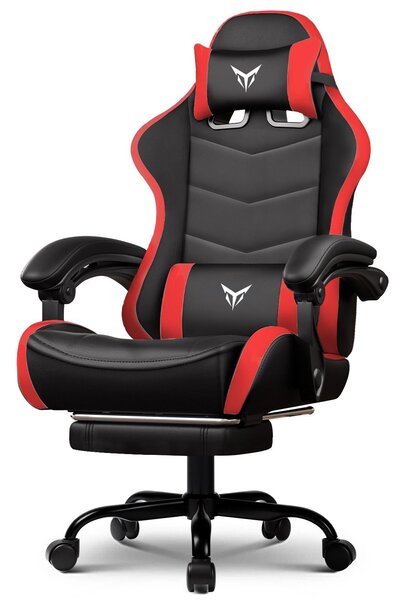 GTPLAYER Sedia da gioco Sedia da ufficio Sedia da gioco ergonomica con poggiapiedi, poggiatesta regolabile e supporto lombare, poltrona da gioco, rossa