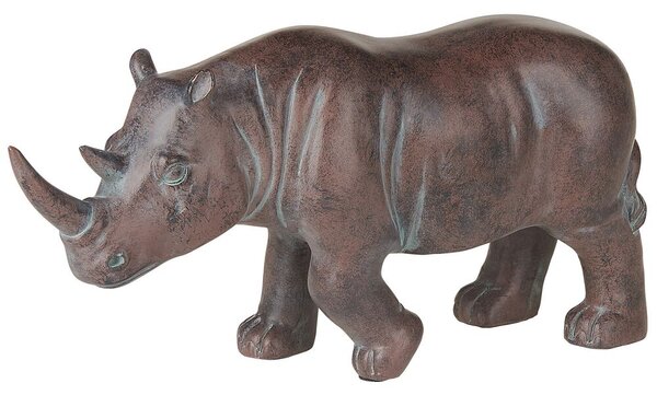 Statuetta decorativa in resina sintetica marrone 17 cm soprammobile a forma di rinoceronte moderno effetto invecchiato accessori decorazione Beliani