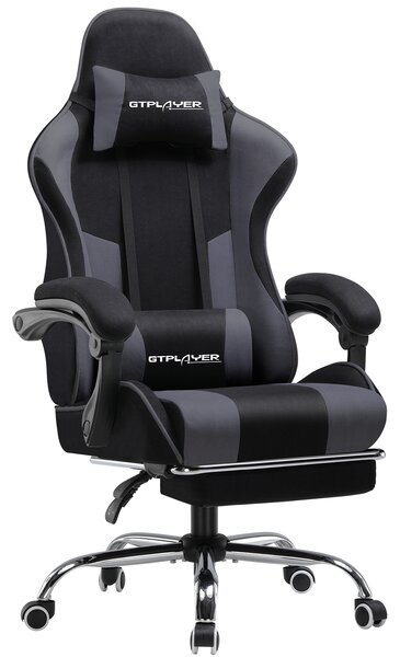 GTPLAYER Sedia da ufficio Sedia da gioco Poltrona da gioco in tessuto Sedia da gioco ergonomica con poggiapiedi, poggiatesta cuscino lombare, sedia da