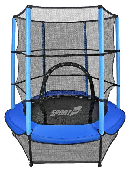 Trampolino Tappeto Elastico Ø140x185 cm in Acciaio con Rete di Protezione Blu