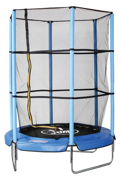 Trampolino Tappeto Elastico Ø140x185 cm in Acciaio con Rete di Protezione Blu
