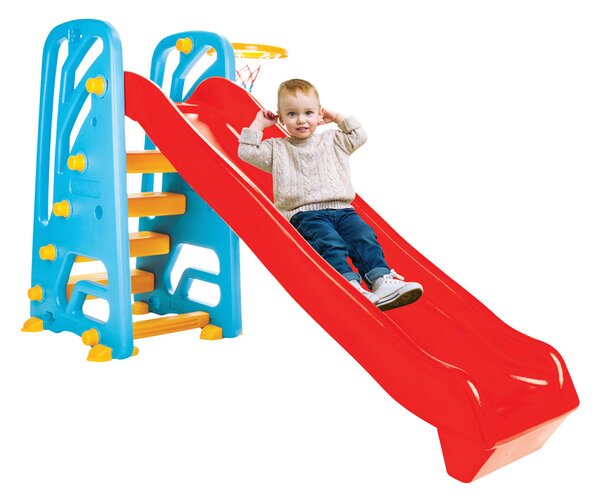 Scivolo per Bambini 105x176x92 cm con Canestro in Plastica Multicolore