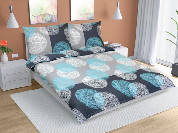 Set di lenzuola in cotone - 1 set 200x200, 70x90 - turchese, grigio