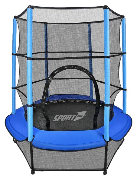 Trampolino Tappeto Elastico Ø140x185 cm in Acciaio con Rete di Protezione Blu
