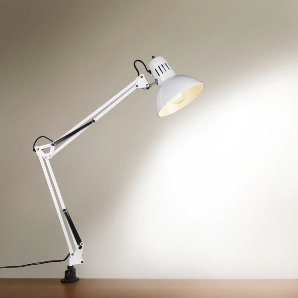 Lampada da tavolo bianca con struttura flessibile/con clip (altezza totale 73,5 cm) Tajo – Trio