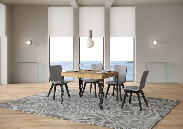 Tavolo Allungabile 120-204x80x77 cm Karamay Quercia Natura e Antracite