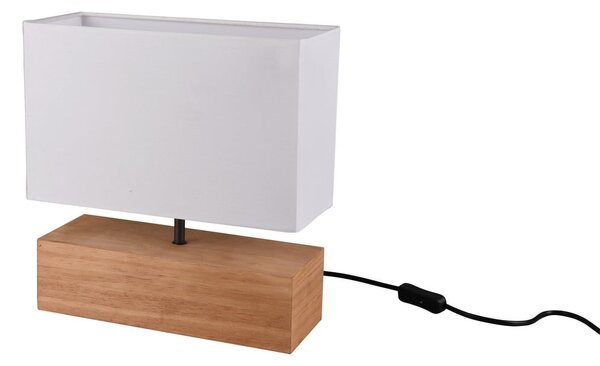 Lampada da tavolo bianca/di colore naturale con paralume in tessuto (altezza totale 30 cm) Woody – Reality