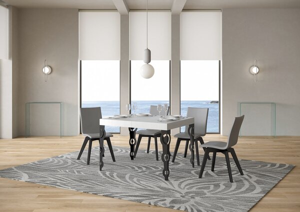 Tavolo Allungabile 120-204x80x77 cm Karamay Bianco Frassino e Antracite