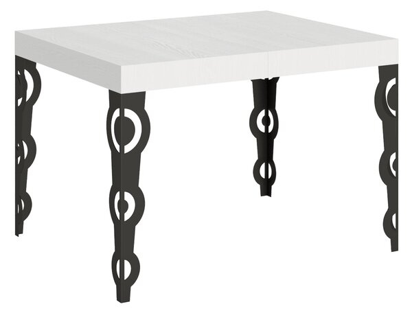 Tavolo Allungabile 120-204x80x77 cm Karamay Bianco Frassino e Antracite
