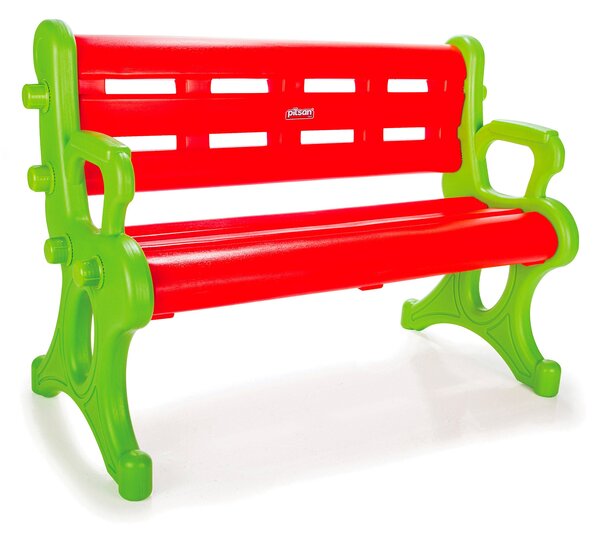 Panchina 3 Posti per Bambini 50x106x73 cm in Plastica Rossa e Verde