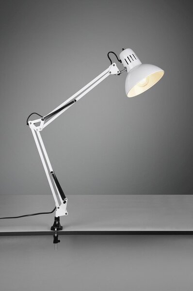 Lampada da tavolo bianca con struttura flessibile/con clip (altezza totale 73,5 cm) Tajo – Trio
