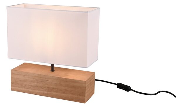 Lampada da tavolo bianca/di colore naturale con paralume in tessuto (altezza totale 30 cm) Woody – Reality