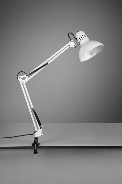 Lampada da tavolo bianca con struttura flessibile/con clip (altezza totale 73,5 cm) Tajo – Trio