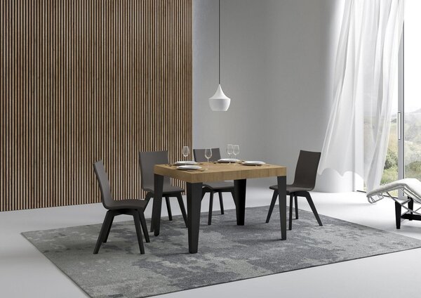 Tavolo Allungabile 120-204x80x77 cm Flame Quercia Natura e Antracite