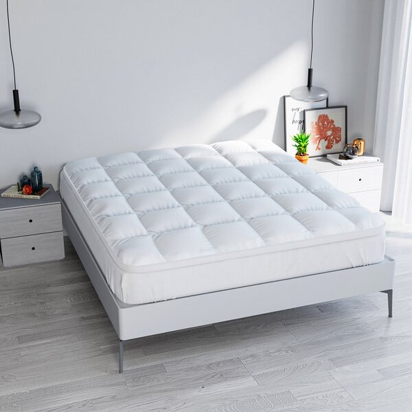 Topper Matrimoniale Trapuntato 800 gr/mq con Fascia Coprimaterasso Morfeo Bianco