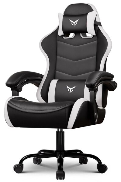 GTPLAYER Sedia da gioco Sedia da ufficio Ergonomica, sedia da gioco con poggiatesta e supporto lombare regolabili, poltrona da gioco, bianca