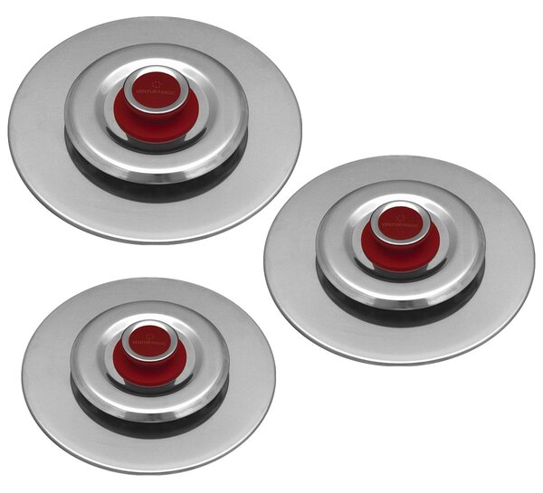 Kit 3 Coperchi Magici Antiodore Ventur Magic Ø27, Ø31, Ø35 cm Cooker in Acciaio Inox Pomello Rosso
